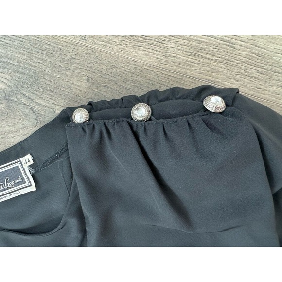 Luisa Spagnoli black Dress IT 44 Shoulder Pads Jewel Gatsby VTG - Picture 9 of 12